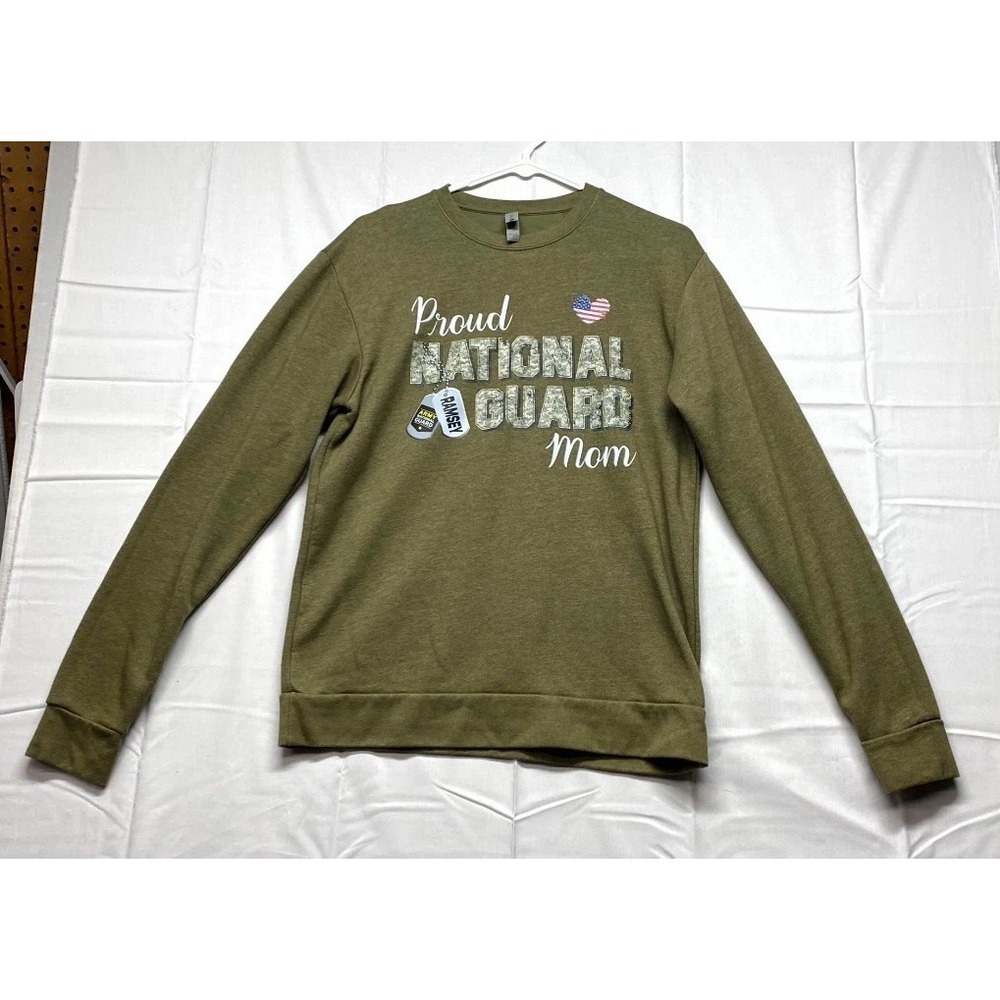 Next Level Apparel Sweatshirt Womens Small Green Cotton Proud National Guard